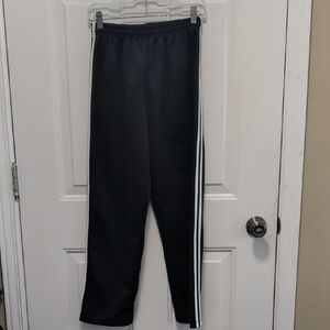 Black Track Pants with White Stripes